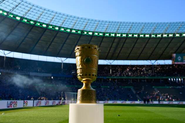 The trophy in the Olympiastadion during the Final DFB-Pokal, German Football Trophy of the match between VFB STUTTGART - DSC ARMINIA BIELEFELD 4-2 on May 24, 2025 in Berlin, Germany.