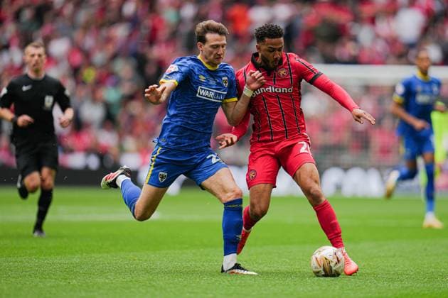 Sky Bet League 2 Playoff Final AFC Wimbledon v Walsall during the Sky Bet League 2 Playoff Final match AFC Wimbledon vs Walsall at Wembley Stadium, London, United Kingdom, 26th May 2025 (Photo by Harvey Murphy News Images) Copyright: xHarveyxMurphy NewsxImagesx