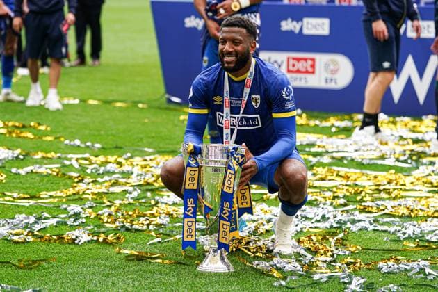 Sky Bet League 2 Playoff Final AFC Wimbledon v Walsall Myles Hippolyte of AFC Wimbledon celebrating during the Sky Bet League 2 Playoff Final match AFC Wimbledon vs Walsall at Wembley Stadium, London, United Kingdom, 26th May 2025 (Photo by Harvey Murphy News Images) Copyright: xHarveyxMurphy NewsxImagesx