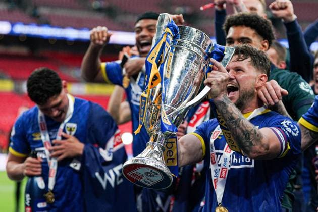 Sky Bet League 2 Playoff Final AFC Wimbledon v Walsall View of the EFL play off final trophy after the Sky Bet League 2 Playoff Final match AFC Wimbledon vs Walsall at Wembley Stadium, London, United Kingdom, 26th May 2025 (Photo by Harvey Murphy News Images) Copyright: xHarveyxMurphy NewsxImagesx