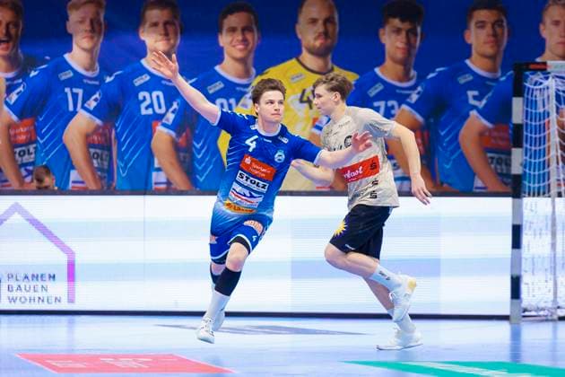 Örn Vésteinsson Östenberg (Nr. 4, VfL Luebeck-Schwartau) freut sich jubelt. VfL Luebeck-Schwartau vs. Bergischer HC, Handball, 2. Bundesliga, 26.05.25 Luebeck Schleswig-Holstein Germany