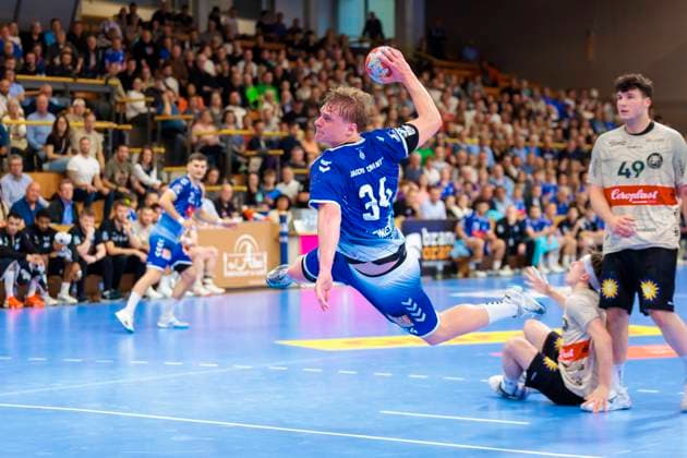 Thore Kjell Heinemann (Nr. 34, VfL Luebeck-Schwartau). VfL Luebeck-Schwartau vs. Bergischer HC, Handball, 2. Bundesliga, 26.05.25 Luebeck Schleswig-Holstein Germany