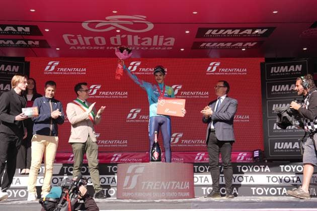 Scaroni Christian of Xds Astana Team winner of the stage during the stage 16 of the Giro d™Italia from Piazzola sul Brenta to San Valentino (Brentonico), Italy - Tuesday, May 27, 2025. - cycling.  Copyright: xMassimoxPaolone LaPressex