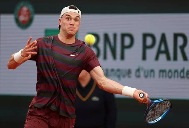 Jack Draper of GB in action French Open Tennis, Day Three, Tennis, Roland Garros, Paris, France - 27 May 2025 EDITORIAL USE ONLY No use with unauthorised audio, video, data, fixture lists, club league logos or live services. Online in-match use limited to 120 images, no video emulation. No use in betting, games or single club league player publications. Copyright: xEllaxLing Shutterstockx 15318999n
