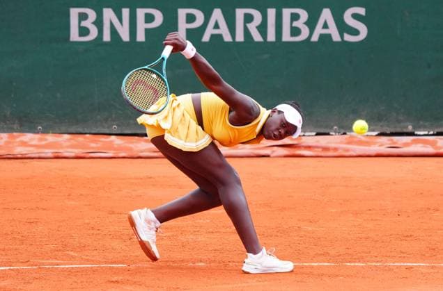 Victoria Mboko in second round action French Open Tennis, Day Four, Tennis, Roland Garros, Paris, France - 28 May 2025 EDITORIAL USE ONLY No use with unauthorised audio, video, data, fixture lists, club league logos or live services. Online in-match use limited to 120 images, no video emulation. No use in betting, games or single club league player publications. Copyright: xJavierxGarcia Shutterstockx 15323219q