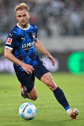 Elversberg, Ursapharm Arena, 26.05.25, GER, Herren, 1.Bundesliga, Relegation 2025, SV Elversberg - 1.FC Heidenheim Bild: Leonardo SCIENZA (Heidenheim) DFL regulations prohibit any use of photographs as image sequences and or quasi-video. Saarland Deutschland