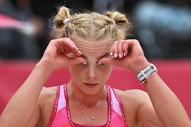 Sport Themen der Woche KW22 Sport Bilder des Tages Marie-Sara Stochlova of Czech Republic during the Groupe D women match Marketa Svozilova and Marie-Sara Stochlova of Czech Republic vs Anouk Verge-Depre and Zoe Verge-Depre of Switzerland at the Pro Tour Elite Beach volleyball, Beachvolleyball tournament in Ostrava, Czech Republic, May 28, 2025. (CTKxPhoto JaroslavxOzana) CTKPhotoP2025052807097  CTKPhotoP2025052807097