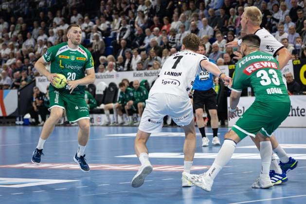 DAIKIN HBL: THW Kiel vs SC DHfK Leipzig; 28.05.25 William Bogojevic (Nr.20, SC DHfK Leipzig) im Angriff DAIKIN HBL: THW Kiel vs SC DHfK Leipzig, Wunderino Arena am 28.05.25 Copyright: xBEAUTIFULxSPORTS MarioxM.xKobergx