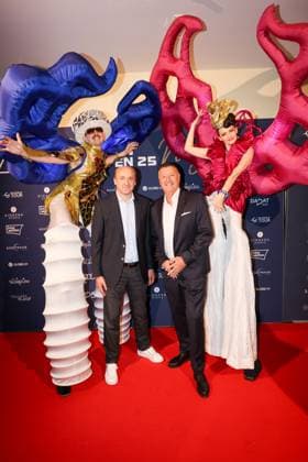 GOLF - Austrian Alpine Open HENNDORF,AUSTRIA,28.MAY.25 - GOLF - DP World Tour, Austrian Alpine Open Night, Golfclub Gut Altentann. Image shows Edwin Weindorfer (CEO Golf Enterprises) and guests.  GEPAxpictures xMathiasxMandl