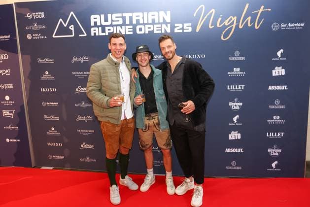 GOLF - Austrian Alpine Open HENNDORF,AUSTRIA,28.MAY.25 - GOLF - DP World Tour, Austrian Alpine Open Night, Golfclub Gut Altentann. Image shows Peter Hochkofler, Lucas Thaler and Thomas Raffl.  GEPAxpictures xMathiasxMandl