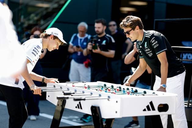 12 Andrea Kimi Antonelli (ITA, Mercedes-AMG Petronas F1 Team), 63 George Russell (GBR, Mercedes-AMG Petronas F1 Team), F1 Grand Prix of Spain at Circuit de Barcelona-Catalunya on May 29, 2025 in Barcelona, Spain. (Photo by HOCH ZWEI) Barcelona Spain