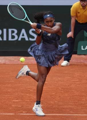 Second-seeded Coco Gauff of the US plays against Czech Tereza Valentova during their second round match of the French Tennis Open at Roland Garros in Paris, France, on Thursday, May 29, 2025. Gauff won 6-2, 6-4.  PAR20250529107 MAYAxVIDON-WHITE
