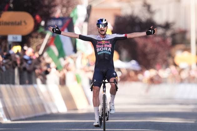 Denz Nico of Red Bull - Bora - Hansgrohe, stage winner, during the stage 18 of the Giro d™Italia from Morbegno to Cesano Maderno, Italy - Thursday, May 29, 2025. - cycling.  Copyright: xMassimoxPaolone LaPressex