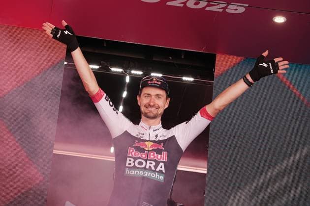 Denz Nico of Red Bull - Bora - Hansgrohe Team winner of the stage on the podium during the stage 18 of the Giro d™Italia from Morbegno to Cesano Maderno, Italy - Thursday, May 29, 2025. - cycling.  Copyright: xMarcoxAlpozzi LaPressex