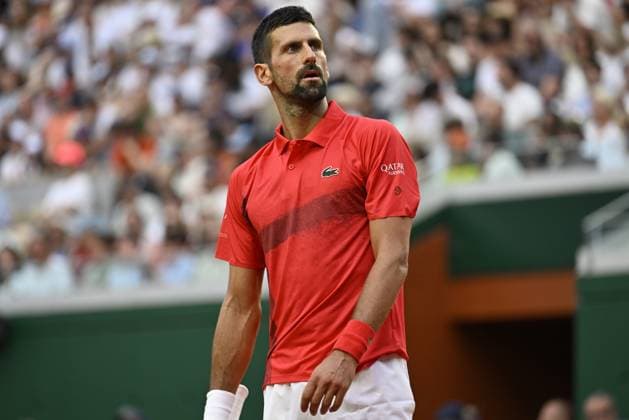 2025 Roland-Garros - Day 5 PARIS, FRANCE - MAY 29: Novak Djokovic of Serbia reacts during his match against Corentin Moutet (not seen) of France during their men s singles match on day 5 of the French Open tennis tournament on Court Suzanne-Lenglen at the Roland-Garros Complex in Paris, France on May 29, 2025. Burak Akbulut Anadolu Paris France. Editorial use only. Please get in touch for any other usage.  Copyright: x2025xAnadoluxBurakxAkbulutx