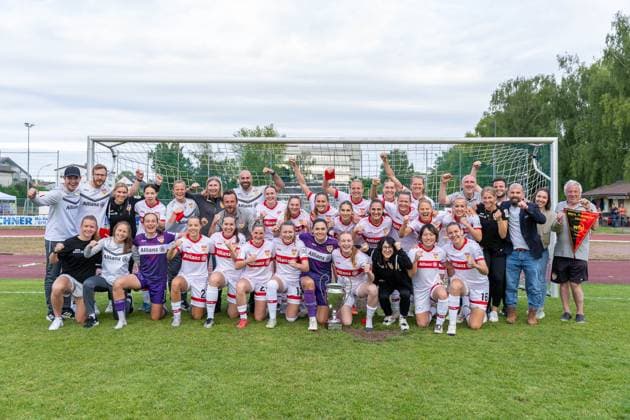 Pokalsieger VfB Stuttgart Frauen, VfB Stuttgart vs VfL Herrenberg, Fußball, Frauen WFV-Verbandspokal Finale, Saison 2024 2025, 29.05.2025, VfB Stuttgart vs VfL Herrenberg, Fußball, Frauen WFV-Verbandspokal Finale, Saison 2024 2025, 29.05.2025 Stuttgart Copyright: xEibner-Pressefoto MaxxVogelx EP_MVL