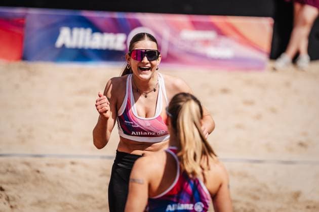 Beachvolleyball Frauen Allianz German Beach Tour 2025 Tourstop Hamburg 29.05.2025 Mila Jancar jubelt Hamburg Active City Arena Heiligengeistf Hamburg Deutschland