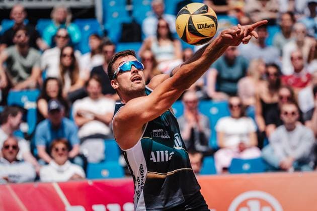Beachvolleyball Männer Allianz German Beach Tour 2025 Tourstop Hamburg 29.05.2025 Jannis Hopt Hamburg Active City Arena Heiligengeistf Hamburg Deutschland