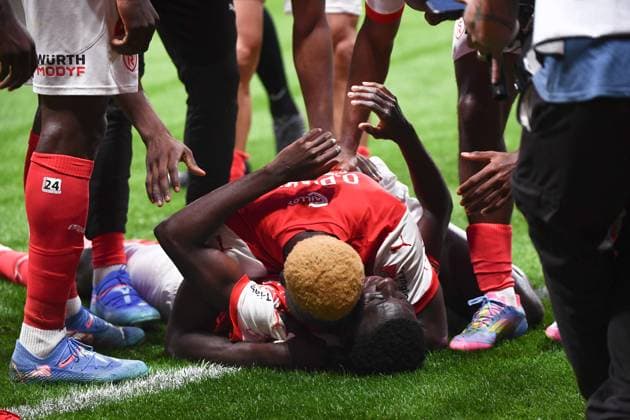 Sport Themen der Woche KW22 Sport Bilder des Tages Stade de Reims v FC Metz - Playoffs Ligue 1 McDonald s Ligue 2 BKT 2024 2025 87 Ange Martial TIA (sdr) during the playoffs match between Reims and Metz at Stade Auguste Delaune on May 29, 2025 in Reims, France. Reims France  Copyright: xFEPx 776328523