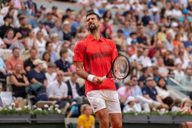 2025-05-29 French Open Roland Garros PARIJS, FRANCE - MAY 29: Novak Djokovic during the French Open at Roland Garros on May 29, 2025 in Parijs, France. Parijs Roland Garros France Content not available for redistribution in The Netherlands directly or indirectly through any third parties. Copyright: xMarleenxFouchierx