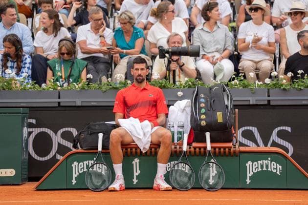 2025-05-29 French Open Roland Garros PARIJS, FRANCE - MAY 29: Novak Djokovic during the French Open at Roland Garros on May 29, 2025 in Parijs, France. Parijs Roland Garros France Content not available for redistribution in The Netherlands directly or indirectly through any third parties. Copyright: xMarleenxFouchierx