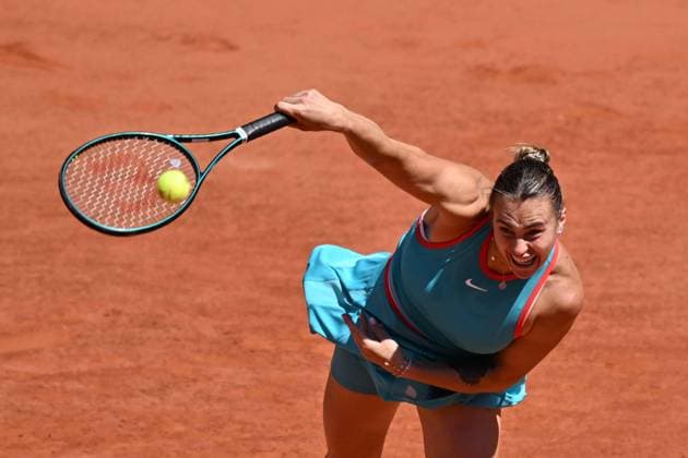 2025 Roland-Garros - Day 6 PARIS, FRANCE - MAY 30: Aryna Sabalenka in action against Olga Danilovic (not seen) of Serbia during their women s singles match on day 6 of the French Open tennis tournament on Court Philippe-Chatrier in Paris, France on May 30, 2025. Mustafa Yalcin Anadolu Paris France. Editorial use only. Please get in touch for any other usage.  Copyright: x2025xAnadoluxMustafaxYalcinx