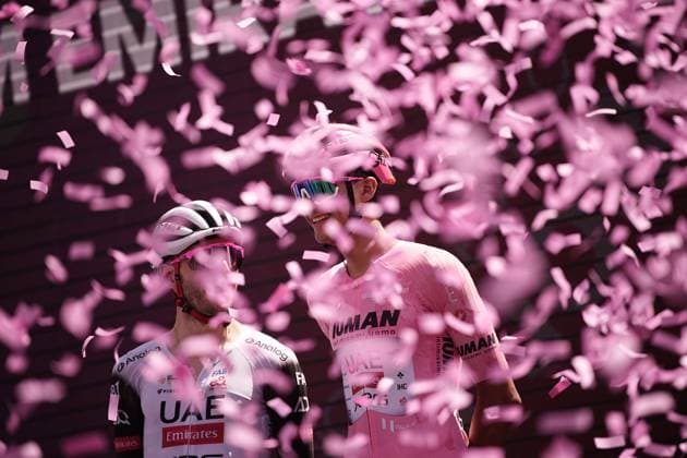 Del Toro Romero Isaac of Uae Team Emirates Xrg, pink jersey, during the stage 19 of the Giro d™Italia from Biella to Champoluc, Italy - Friday, May 30, 2025. - cycling.  Copyright: xGiovannixAulettax