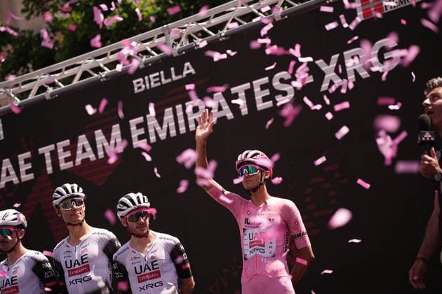 Del Toro Romero Isaac of Uae Team Emirates Xrg, pink jersey, during the stage 19 of the Giro d™Italia from Biella to Champoluc, Italy - Friday, May 30, 2025. - cycling.  Copyright: xGiovannixAulettax