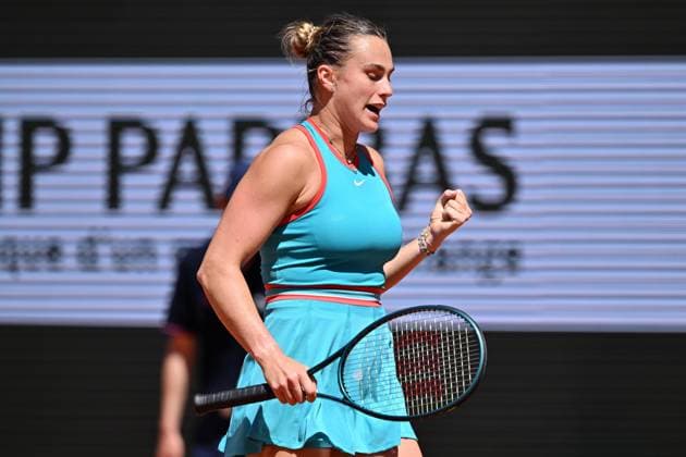 2025 Roland-Garros - Day 6 PARIS, FRANCE - MAY 30: Aryna Sabalenka in action against Olga Danilovic (not seen) of Serbia during their women s singles match on day 6 of the French Open tennis tournament on Court Philippe-Chatrier in Paris, France on May 30, 2025. Mustafa Yalcin Anadolu Paris France. Editorial use only. Please get in touch for any other usage.  Copyright: x2025xAnadoluxMustafaxYalcinx