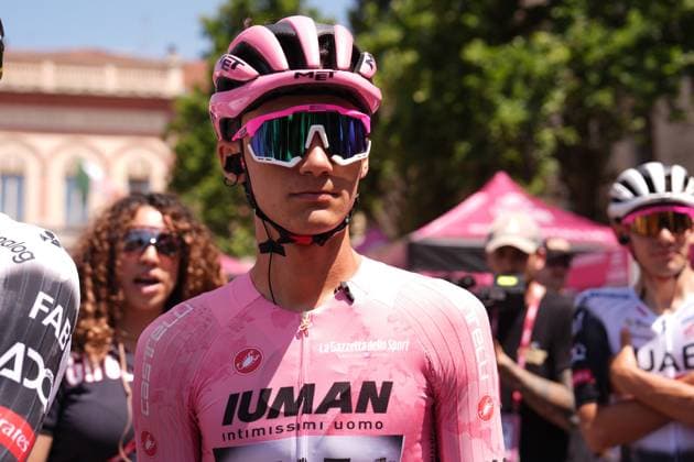 Del Toro Romero Isaac of Uae Team Emirates Xrg, pink jersey, during the stage 19 of the Giro d™Italia from Biella to Champoluc, Italy - Friday, May 30, 2025. - cycling.  Copyright: xMassimoxPaolone LaPressex