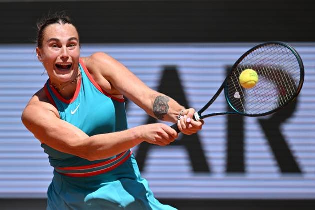 2025 Roland-Garros - Day 6 PARIS, FRANCE - MAY 30: Aryna Sabalenka in action against Olga Danilovic (not seen) of Serbia during their women s singles match on day 6 of the French Open tennis tournament at the Roland-Garros Complex in Paris, France on May 30, 2025. Mustafa Yalcin Anadolu Paris France. Editorial use only. Please get in touch for any other usage.  Copyright: x2025xAnadoluxMustafaxYalcinx