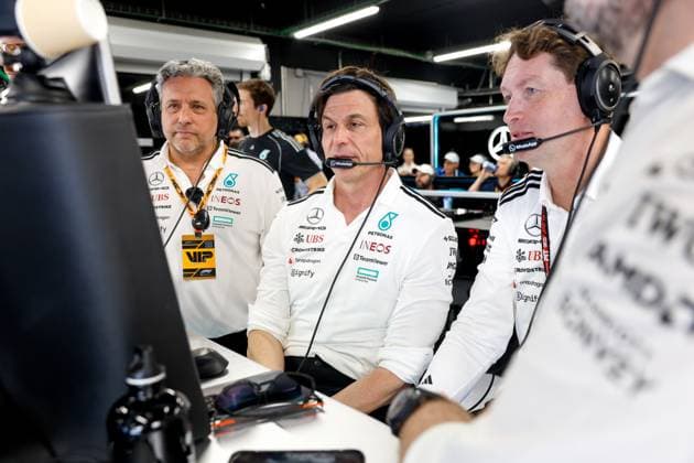 Toto Wolff (AUT, Mercedes-AMG Petronas F1 Team), Ola Källenius (SWE, Chairman of the Board of Management of Mercedes-Benz Group AG), F1 Grand Prix of Spain at Circuit de Barcelona-Catalunya on May 30, 2025 in Barcelona, Spain. (Photo by HOCH ZWEI) Barcelona Spain