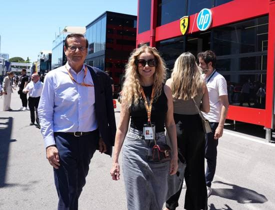 30.05.2025, Circuit de Catalunya, Barcelona, Formel 1 Aramco Grand Prix von Spanien 2025 , im Bild RTL Fernsehmoderatorin Katja Burkard mit Partner Hans Mahr. (Photo by Hasan Bratic DeFodi Images)