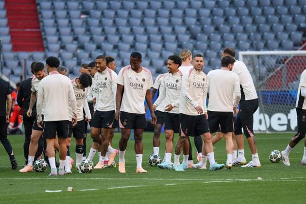 May 30, 2025, Munich, Bavaria, Germania: The soccer PSG During the preparatory training the day before the UEFA Champions League final in Munich on 05 30 2025 between Internazionale Milano vs FC Paris Saint-Germain at the Allianz Arena in Munich. Munich Germania - ZUMAs236 20250530_aap_s236_045 Copyright: xFabioxSassox