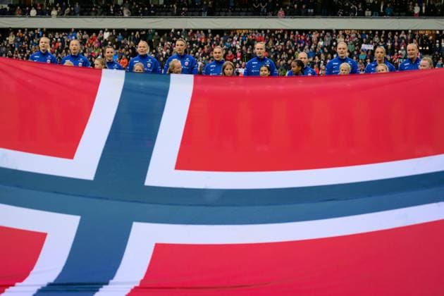 250530 Players of Norway ahead of the UEFA Women™s Nations League football match between Norway and Iceland on May 30, 2025 in Trondheim. Photo: Vegard Grott BILDBYRAN kod VG VG0755 bbeng fotboll football soccer fotball nations league landskamp norge norway dam iceland island uefa womens nations league Copyright: VEGARDxGRoTT BB250530VG085