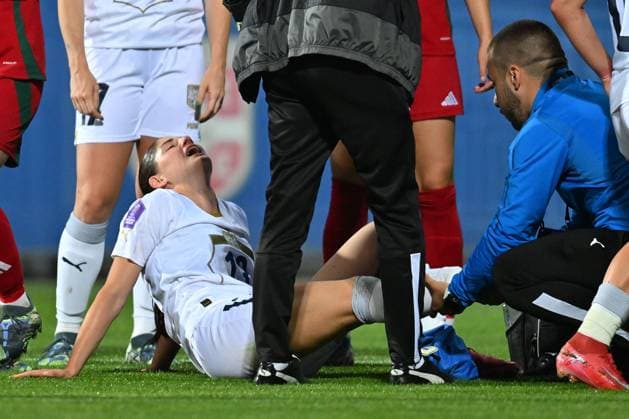 SERBIA vs HUNGARY SARA STOKIC injury football Serbia vs Hungary Nations league sports center FSS, Stara Pazova 30.05.2025. Foto: FOOTBALL, SERBIA, HUNGARY, NATIONS LEAGUE, WOMEN Stara Pazova Sports center Stara Pazova Serbia Copyright: xMarkoxMetlas xMNxPressx