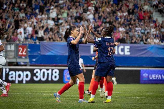 FOOTBALL: UEFA Women™s Nations League 2025 France vs Suisse 30 May 2025 - Stade Marcel Picot, Nancy. France joie des joueurs de France apres le but de Clara Mateo of France 12  Copyright: xelyxandroxcegarrax