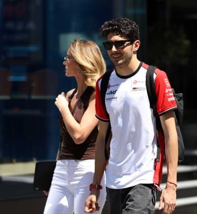 May 30, 2025, Sabadell, Barcelona, Spain: Montmelo Spain May 30, 2025 Esteban Ocon (31 FR Haas) and former Miss Costa Azul Flavy Barla looks during Free Practice 1 at the Formula 1 Aramaco Spain Grand Prix 2024 in Montmelo Spain on 30 May 2025 Sabadell Spain - ZUMAu50_ 20250530_zsp_u50_008 Copyright: xXavixUrgelesx