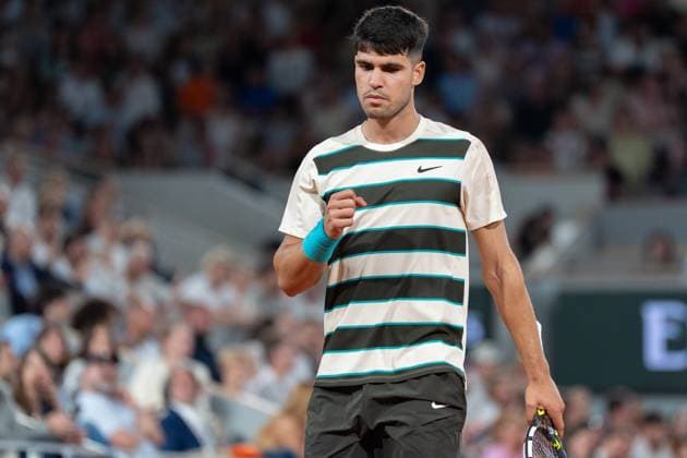 2025-05-30 French Open Roland Garros PARIS, FRANCE - MAY 30: Carlos Alcaraz of Spain during the French Open at Roland Garros on May 30, 2025 in Paris, France. Paris Roland Garros France Content not available for redistribution in The Netherlands directly or indirectly through any third parties. Copyright: xMarleenxFouchierx