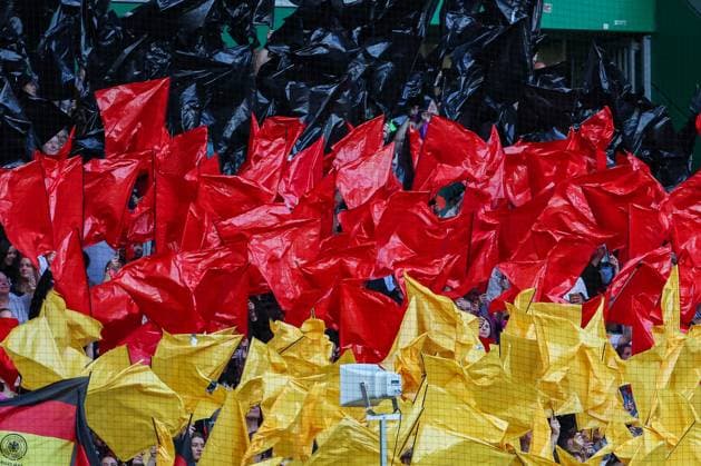 UEFA Frauen Nations League: Deutschland - Niederlande am 30.05.2025 im Weserstadion in Bremen Die Deutschland Fans schwenken auf der Tribüne Fahnen