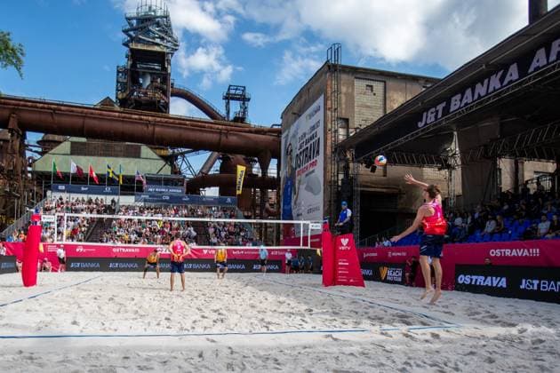 Sport Themen der Woche KW22 Sport Bilder des Tages Pro Tour Beach volleyball, Beachvolleyball tournament, category Elite, took place in Ostrava, Czech Republic, on May 31, 2025. Jakub Sepka (right) and Jiri Sedlak (left) from Czech Republic vs Hendrik Nikolai Mol and Mathias Berntsen from Norway. (CTKxPhoto VladimirxPrycek) CTKPhotoP2025053101843  CTKPhotoP2025053101843