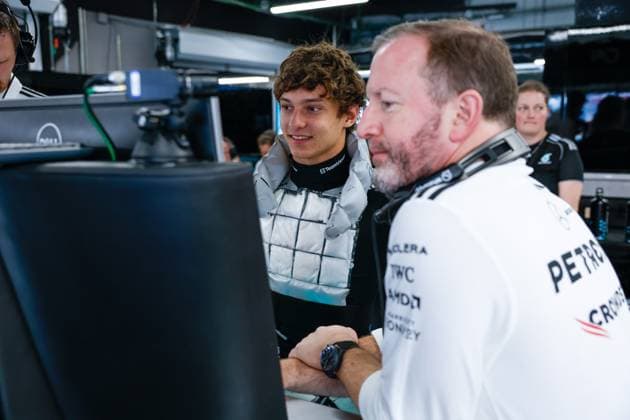 12 Andrea Kimi Antonelli (ITA, Mercedes-AMG Petronas F1 Team), Bradley Lord (GBR, Mercedes-AMG Petronas F1 Team), F1 Grand Prix of Spain at Circuit de Barcelona-Catalunya on May 31, 2025 in Barcelona, Spain. (Photo by HOCH ZWEI) Barcelona Spain