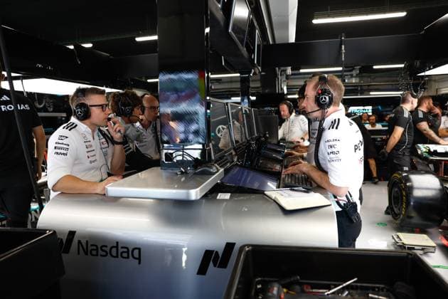 Peter Bonnington (GBR, Mercedes-AMG Petronas F1 Team), Marcus Dudley (Mercedes-AMG Petronas F1 Team), F1 Grand Prix of Spain at Circuit de Barcelona-Catalunya on May 31, 2025 in Barcelona, Spain. (Photo by HOCH ZWEI) Barcelona Spain