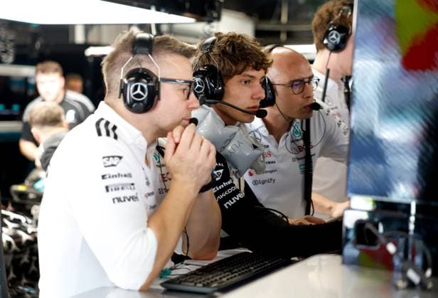 Peter Bonnington (GBR, Mercedes-AMG Petronas F1 Team), 12 Andrea Kimi Antonelli (ITA, Mercedes-AMG Petronas F1 Team), F1 Grand Prix of Spain at Circuit de Barcelona-Catalunya on May 31, 2025 in Barcelona, Spain. (Photo by HOCH ZWEI) Barcelona Spain
