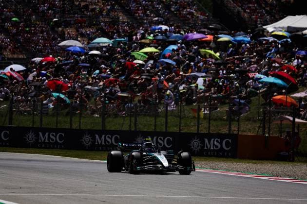 F1 - SPANISH GRAND PRIX 2025 12 KIMI ANTONELLI Andrea (ita), Mercedes AMG F1 Team W16, action during the Formula 1 Aramco Gran Premio de Espana 2025, Spanish Grand Prix 2025, 9th round of the 2025 FIA Formula One World Championship, WM, Weltmeisterschaft from May 30 to June 1, 2025 on the Circuit de Barcelona-Catalunya, in Montmelo, Spain - MontmeloSpain  Copyright: xFLORENTxGOODENx