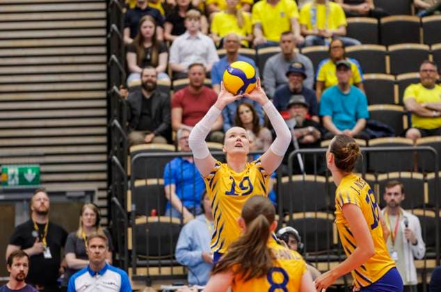 ÖREBRO, SVERIGE 20250531 Sweden s Paulina Lindberg ( 19) during the CEV Women s Volleyball European Golden League pool match between Sweden and Romania at Idrottshuset in Orebro, Sweden, on May 31, 2025. ÖREBRO SVERIGE x11380x