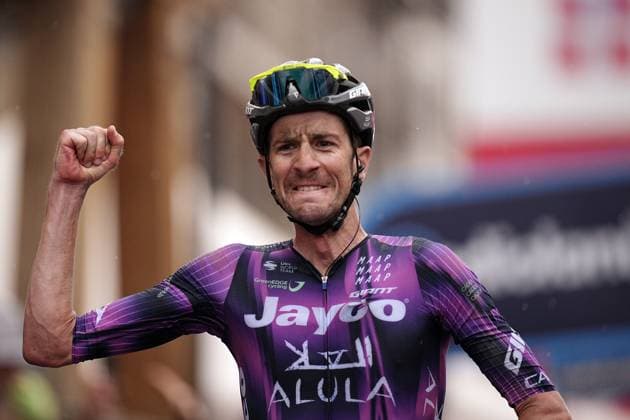 Harper Christopher of Team Jayco Alula winner of the stage on the finish line during the stage 20 of the Giro d™Italia from Verres to Sestriere (Via Lattea), Italy - Saturday, May 31, 2025. - cycling.  Copyright: xMarcoxAlpozzi LaPressex
