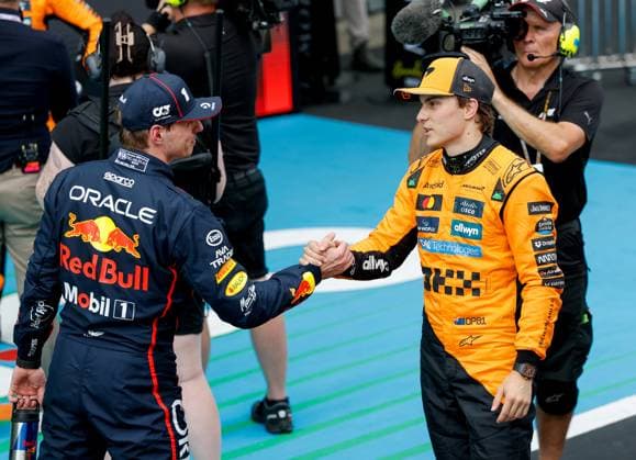 1 Max Verstappen (NLD, Oracle Red Bull Racing), 81 Oscar Piastri (AUS, McLaren F1 Team), F1 Grand Prix of Spain at Circuit de Barcelona-Catalunya on May 31, 2025 in Barcelona, Spain. (Photo by HOCH ZWEI) Barcelona Spain