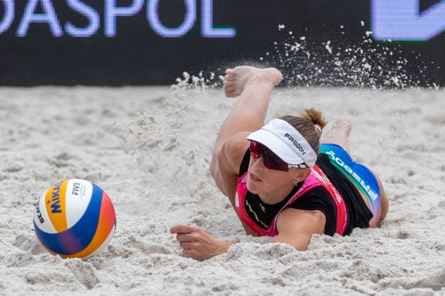 Pro Tour Beach volleyball, Beachvolleyball tournament, category Elite, took place in Ostrava, Czech Republic, on May 31, 2025. Valentina Gottardi, Reka Orsi Toth (pictured) of Italy vs. Anouk Verge-Depre, Zoe Verge-Depre of Switzerland. (CTKxPhoto VladimirxPrycek) CTKPhotoP2025053104277  CTKPhotoP2025053104277