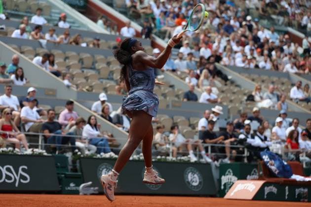 May 31, 2025, Paris, Celestynow, France: COCO GAUFF of USA during the match against Marie Bouzkova of Czech Republic in the third round of the French Open 2025 at Roland Garros in Paris. Gauff won 6:1, 7:6 Paris France - ZUMAc278 20250531_zsp_c278_045 Copyright: xMarcinxCholewinskix